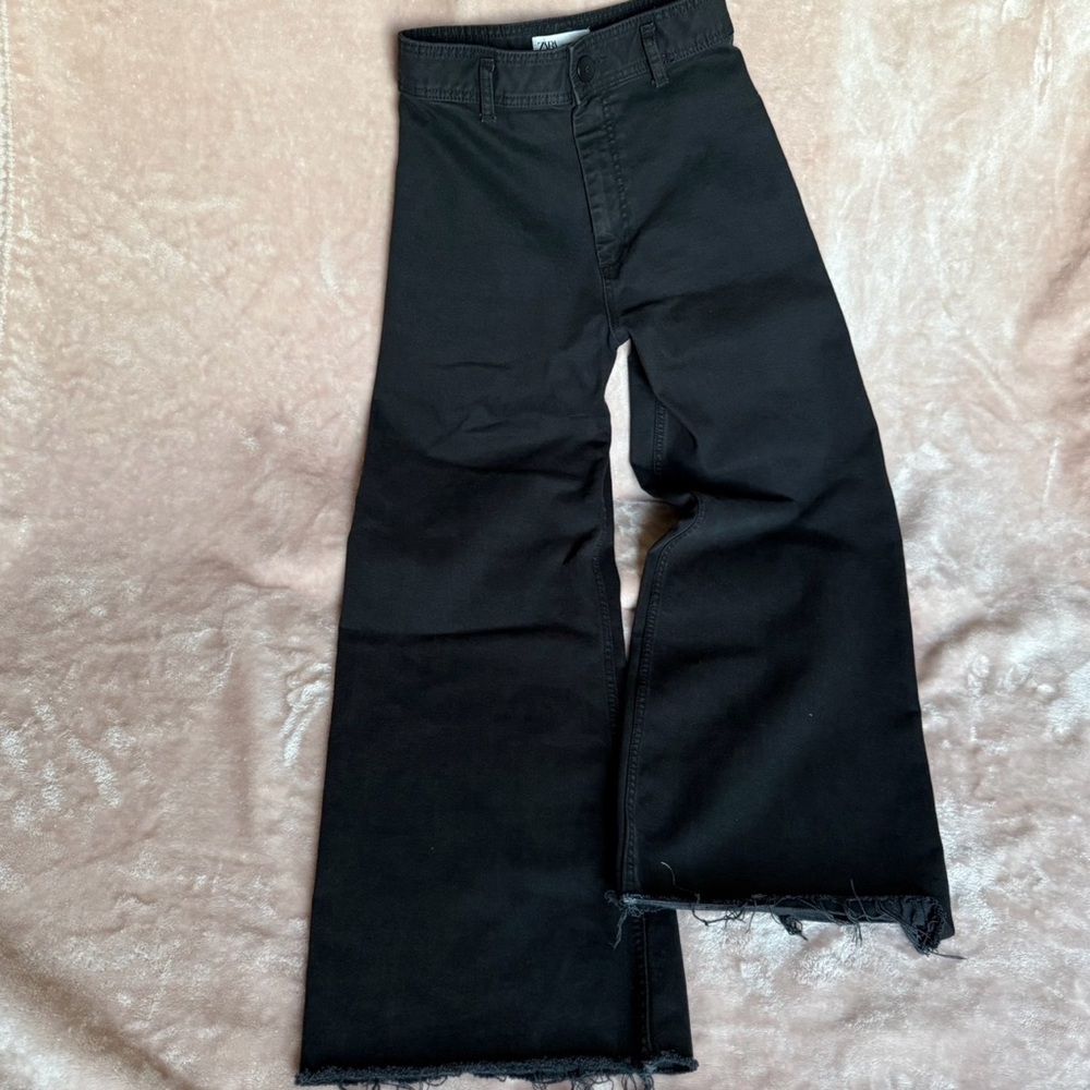 Zara Black Wide Leg Flare Jeans